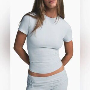 SKIMS Cotton Jersey T Shirt Womens Small Zen Blue Short Sleeve Casual Tee NWT